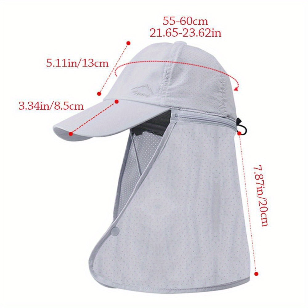 Męski kapelusz z filtrem UV, ochroną szyi, idealny na wędkowanie, wędrówki i sport outdoorowy.