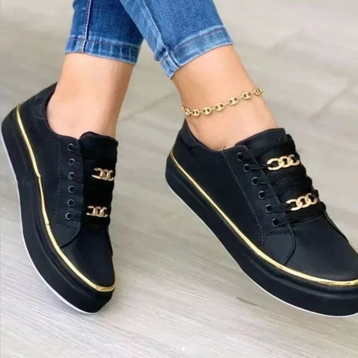 Damskie sneakersy ortopedyczne na platformie. Wygodne, sznurowane obuwie casualowe do miejskich stylizacji.