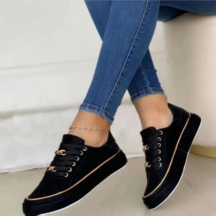 Stylowe damskie sneakersy ortopedyczne na platformie. Komfortowe, sznurowane buty do casualowych stylizacji.