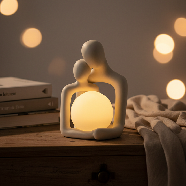 Ceramiczna lampa stołowa Rzeźba Nastrojowa Ceramoon, nowoczesna dekoracja do salonu lub sypialni.