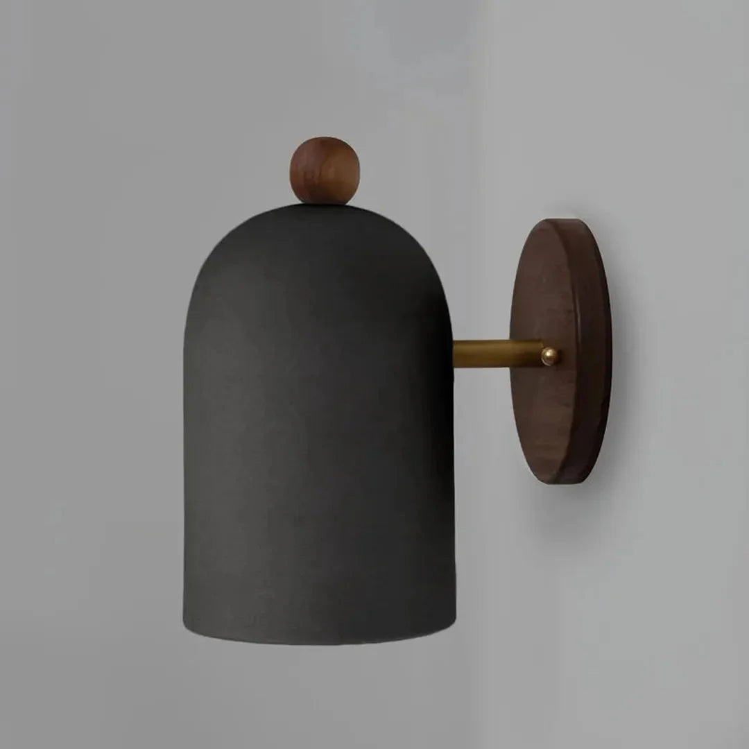 Designerska lampa ścienna LED z drewnianym elementem. Styl minimalistyczny, loftowe oświetlenie.