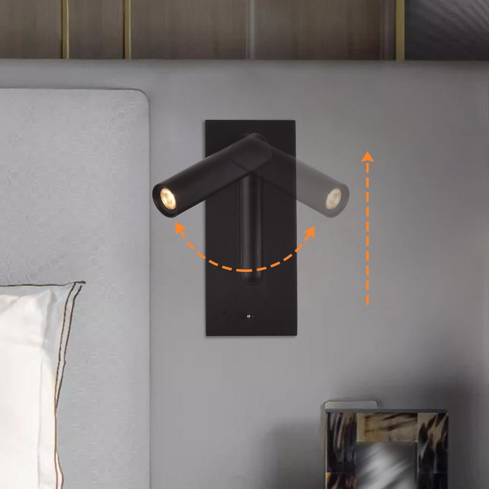 Kinkiet ścienny LED z obrotową głowicą, minimalistyczny design, oświetlenie sypialni.