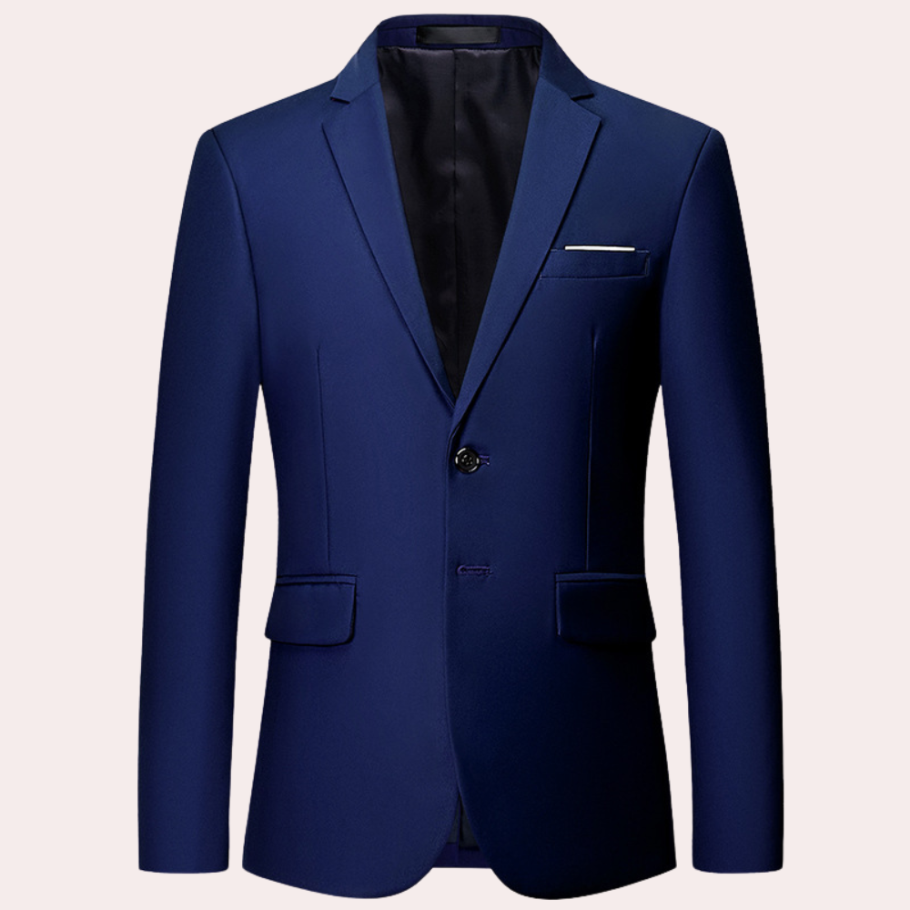 Męska marynarka slim fit Ariston, z dopasowanym krojem. Klasyczny jednorzędowy blazer dla eleganckiego mężczyzny.