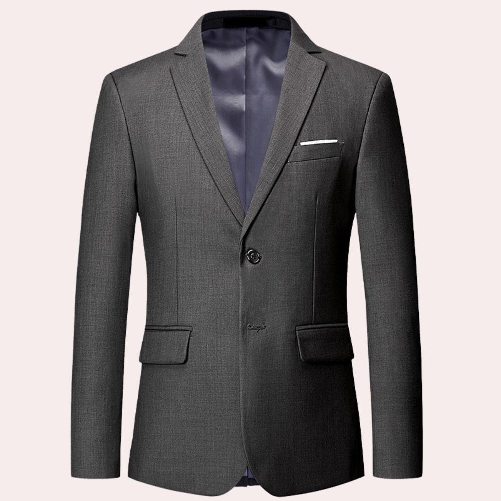 Nowoczesna męska marynarka slim fit Ariston. Stylowy jednorzędowy blazer dla modnych stylizacji męskich.