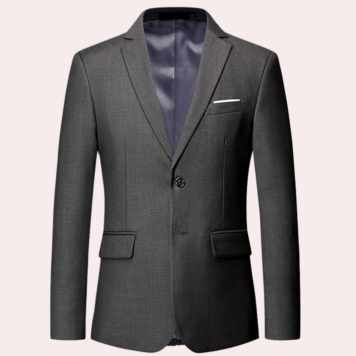 Nowoczesna męska marynarka slim fit Ariston. Stylowy jednorzędowy blazer dla modnych stylizacji męskich.
