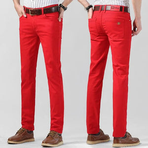 Całoroczne męskie spodnie bawełniane Milan. Kolorowe, komfortowe i eleganckie, krój slim fit.