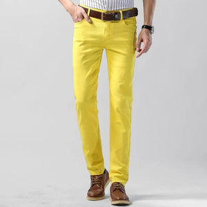 Męskie kolorowe spodnie bawełniane Milan. Uniwersalne, wygodne, elegancki krój slim fit.