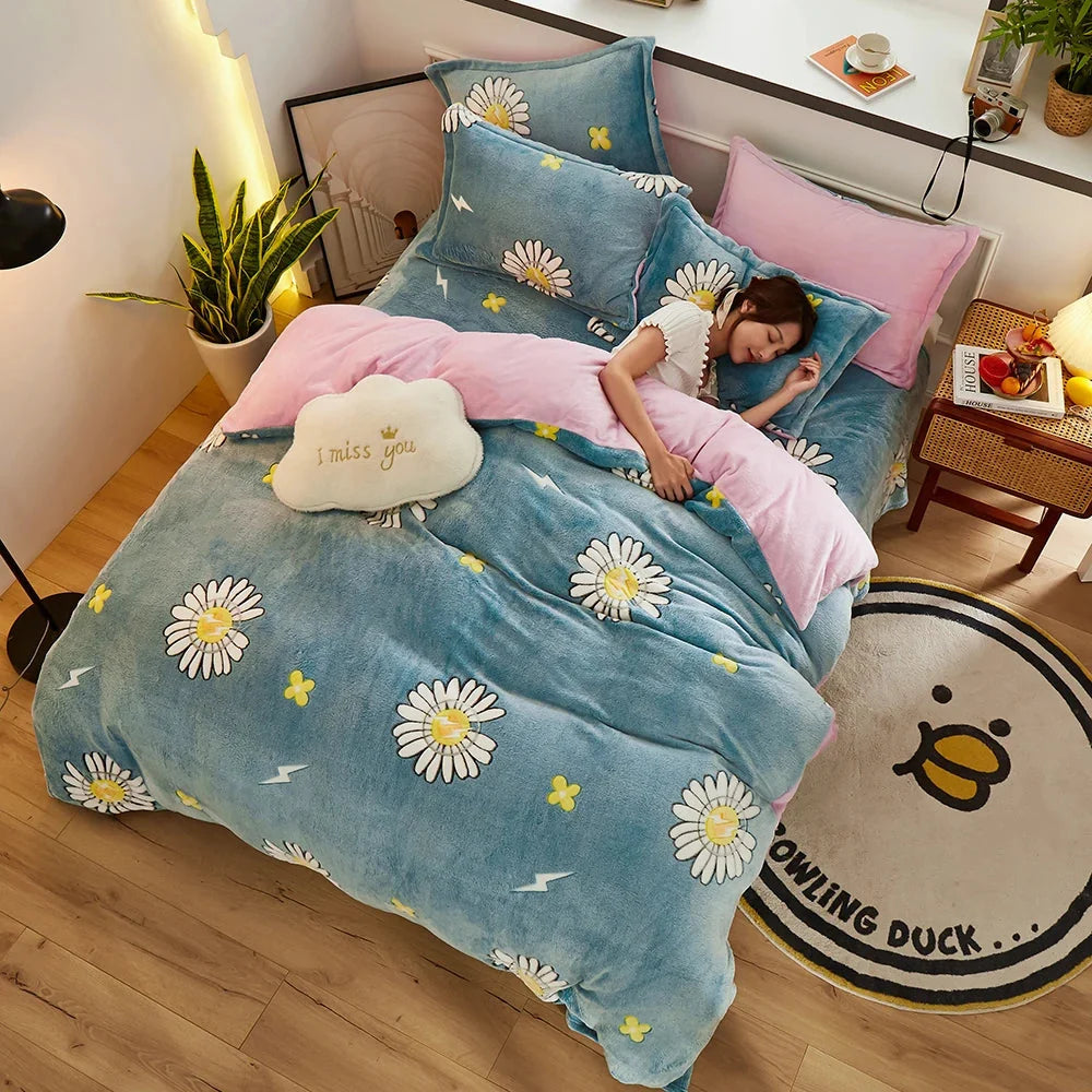 Pościel flanelowa premium w stonowanych kolorach, idealna do sypialni na chłodne noce.