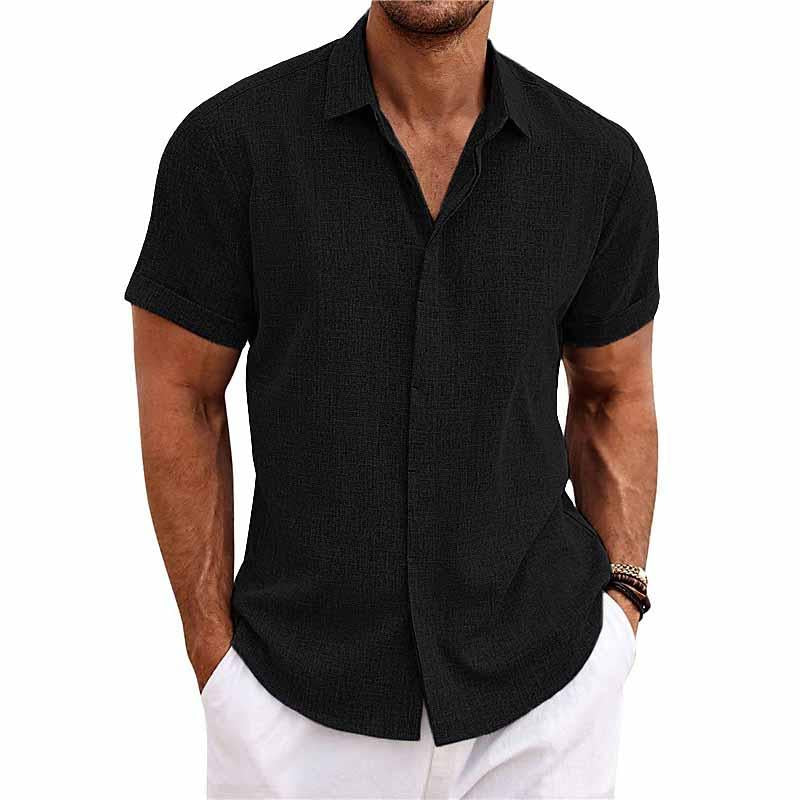 Męska lniana koszula Vintaro w stylu retro. Komfortowa, elegancka, idealna na lato i co dzień.