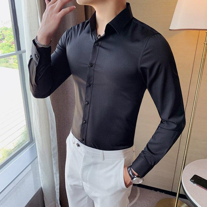 Męska koszula dopasowana slim fit z długim rękawem, elegancka i modna, idealna na każdą okazję.