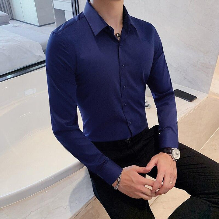 Koszula męska biznesowa slim fit, z długim rękawem, podkreślająca sylwetkę, elegancki wybór.