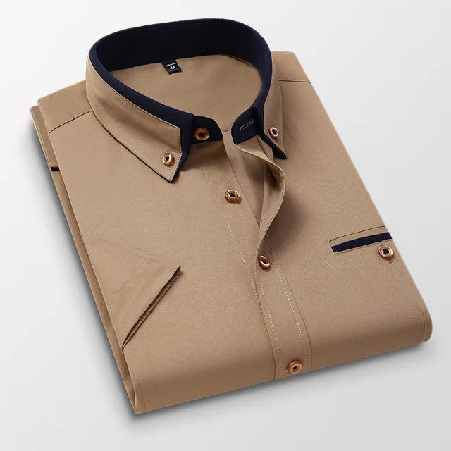 Elegancka męska koszula Victor z krótkim rękawem. Modna, biznesowa i casualowa, idealna na różne okazje.