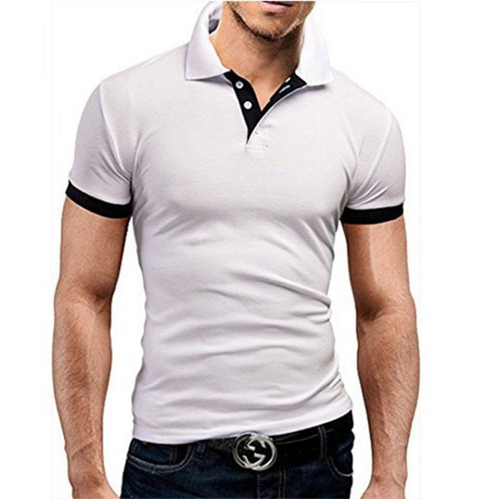 Gładka męska koszulka polo casual, uniwersalny krótki rękaw, doskonała do codziennych outfitów.