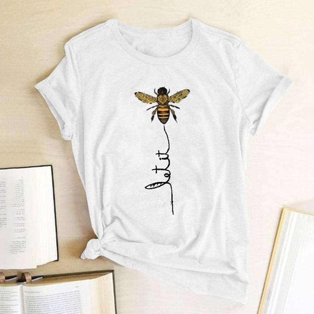 Stylowa damska koszulka T-shirt z nadrukiem pszczoły. Wygodny, casualowy krój, perfekcyjna na co dzień.