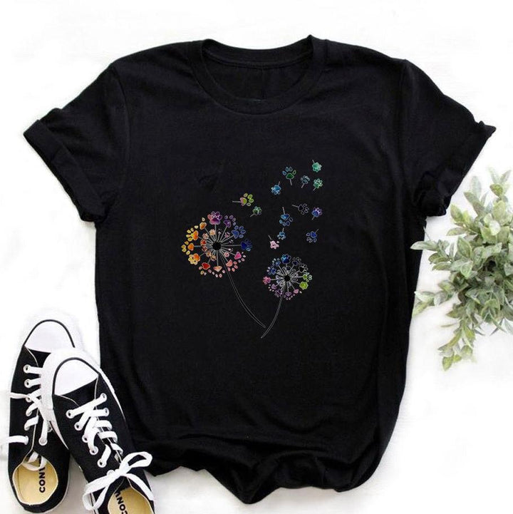 Damska koszulka z nadrukiem jednorożca i tęczy. Luźny T-shirt z okrągłym dekoltem, idealny na lato.