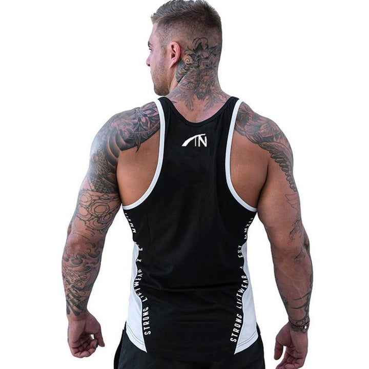 Stylowy męski tank top, dwukolorowy, komfortowy. Letnia koszulka męska, idealna do codziennych stylizacji.