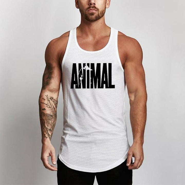 Czerwony męski tank top slim fit z wyrazistym napisem. Lekka koszulka męska casual, idealna na lato.