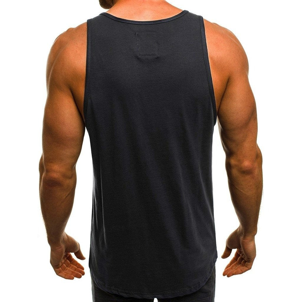 Męski tank top casual, styl uliczny. Koszulka męska na lato z modnym nadrukiem, bezrękawnik.