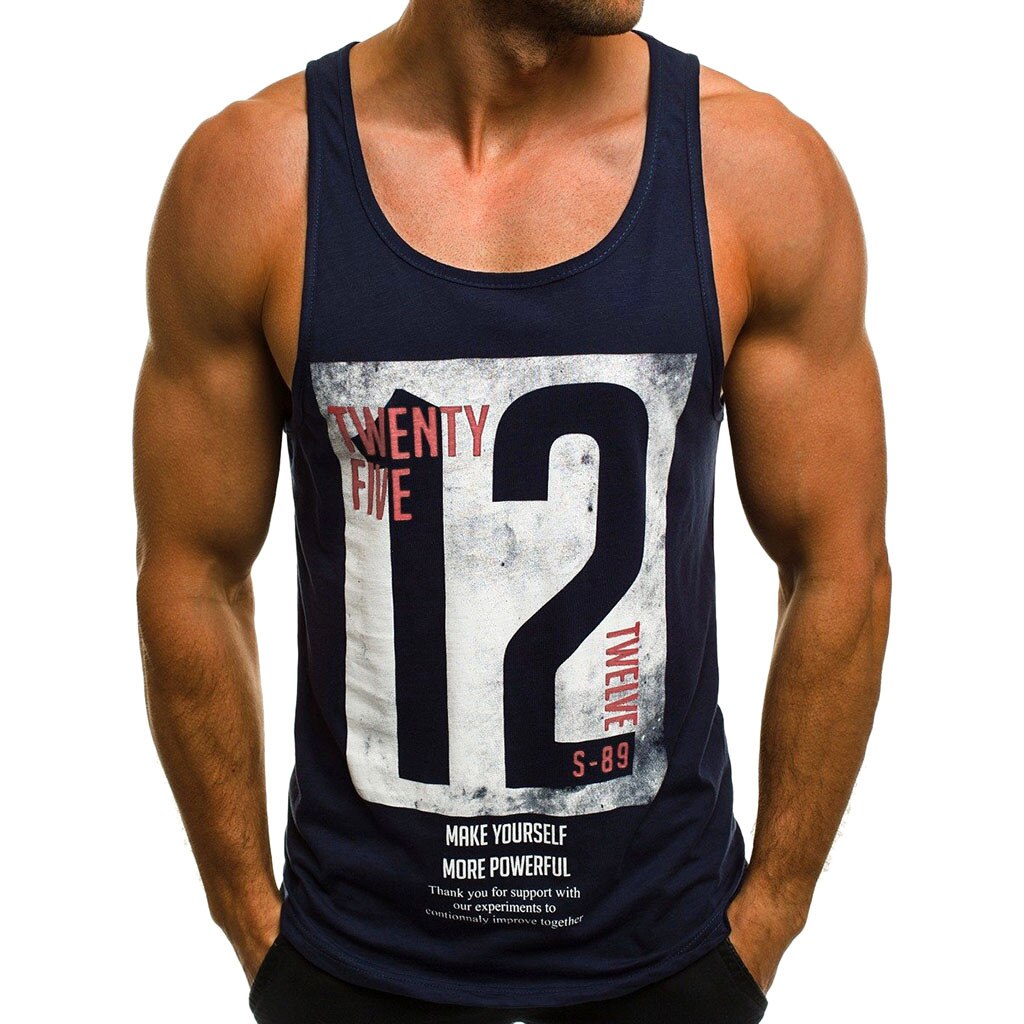 Męski bezrękawnik z oryginalnym nadrukiem. Stylowy tank top casual, idealny jako koszulka na lato.