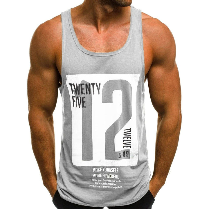 Modny męski tank top na lato z casualowym nadrukiem. Wygodna koszulka bezrękawnik, styl uliczny.