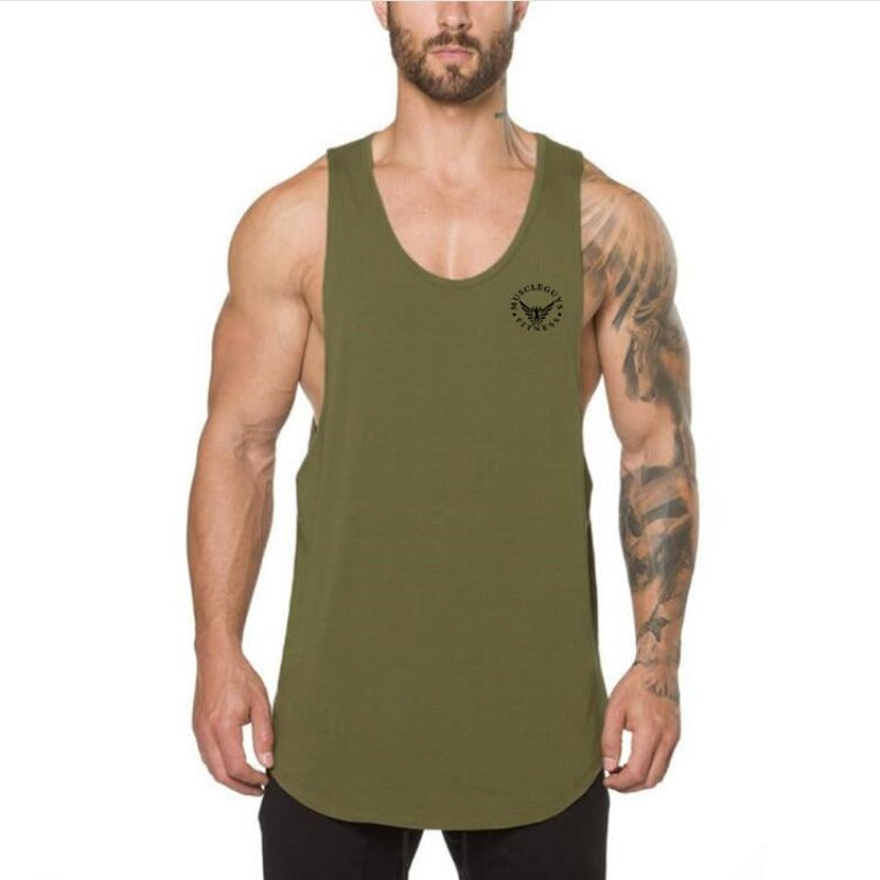 Klasyczny męski tank top. Jednolity kolor, luźny krój zapewnia komfort. Przewiewna koszulka na lato. Modny i praktyczny.