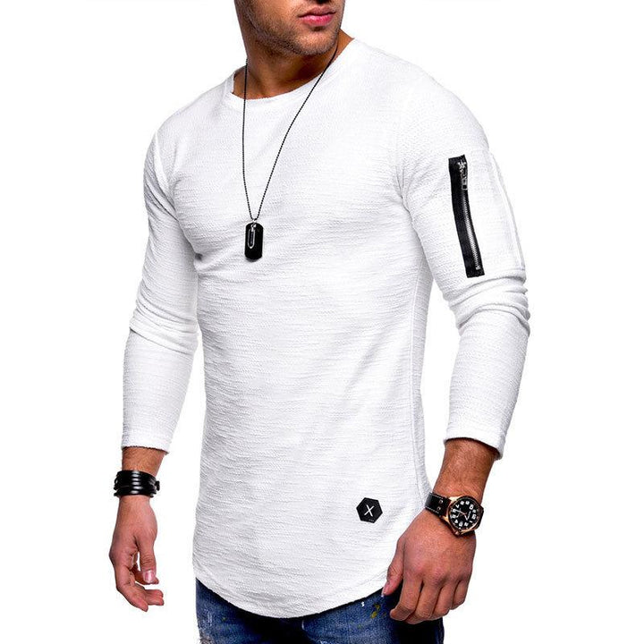 Modna męska koszulka z długim rękawem, suwakiem. Wygodny casualowy t-shirt dla mężczyzn.