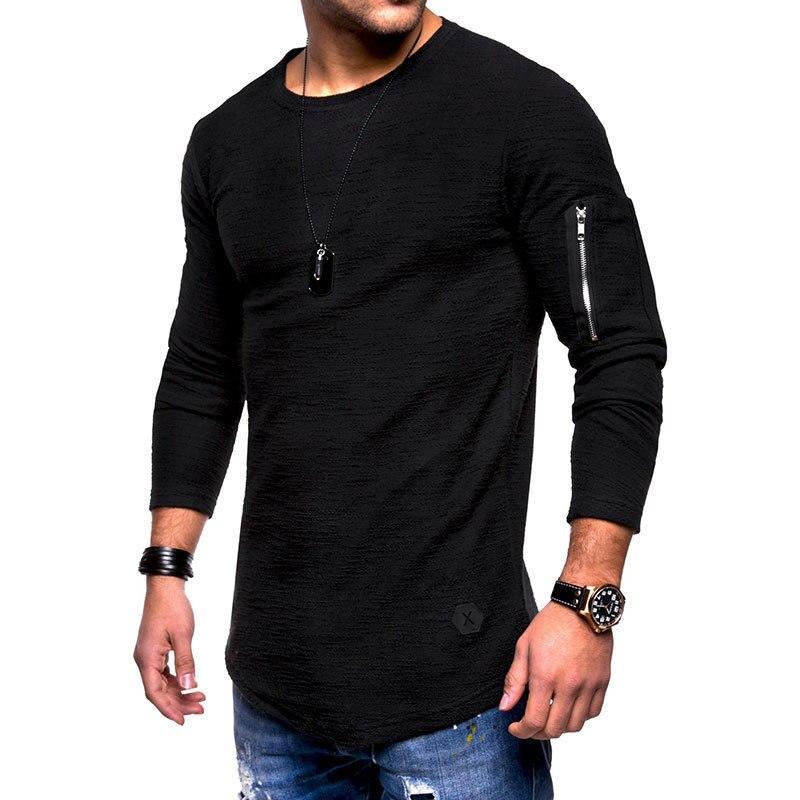 Męska koszulka z długim rękawem, suwakiem, slim fit. Casualowy t-shirt męski do codziennych stylizacji.