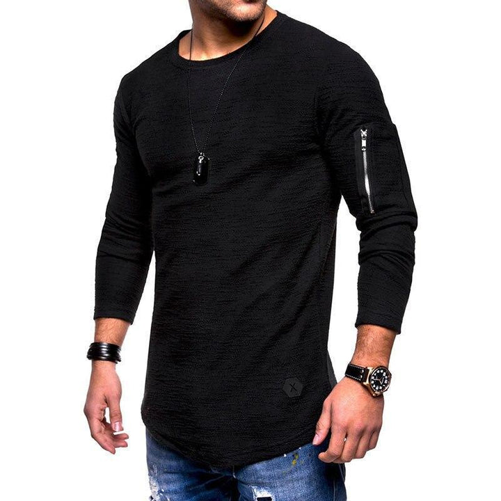 Męska koszulka z długim rękawem, suwakiem, slim fit. Casualowy t-shirt męski do codziennych stylizacji.