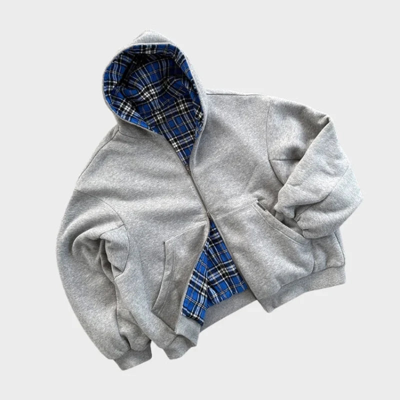 Dwustronna męska bluza oversize z kapturem, styl 2w1. Idealna do casualowych i miejskich stylizacji.
