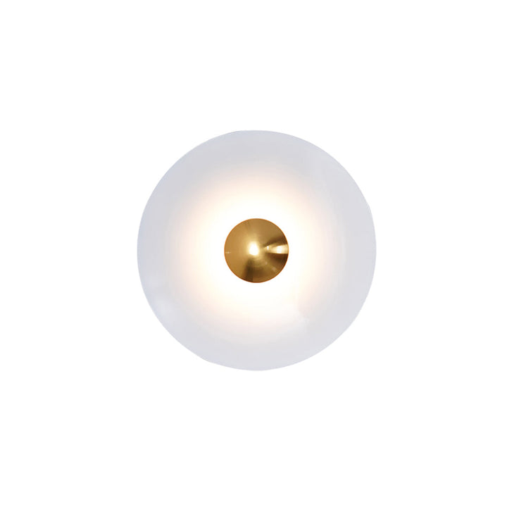 Lampa ścienna LED okrągła, metalowa, minimalistyczna, do sypialni.