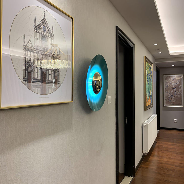 Lampa ścienna LED okrągła, nowoczesny design, do salonu i sypialni.