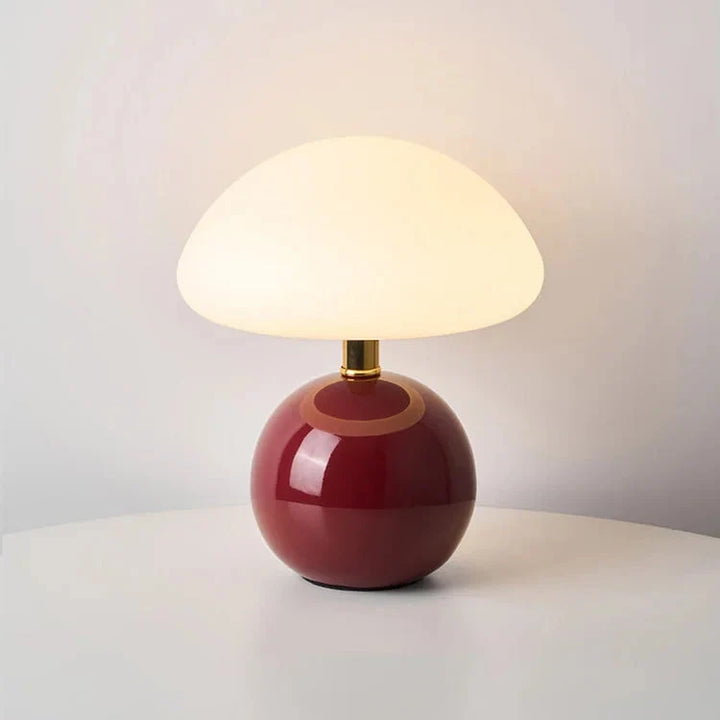 Lampa stołowa grzyb LED, inspiracja retro. Nowoczesne oświetlenie z funkcją regulacji natężenia.