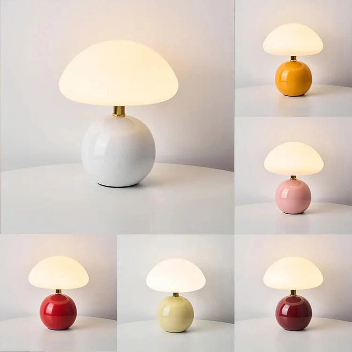 Minimalistyczna lampa grzyb retro, regulowane światło LED. Idealna na stolik nocny, dodaje uroku wnętrzom.