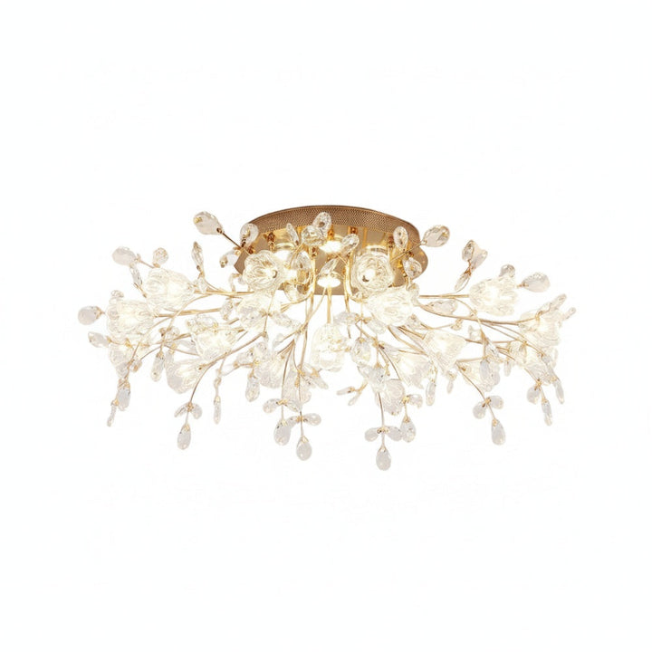 Lampa sufitowa Art Deco kryształowa z motywem kwiatów LED. Idealna do salonu.