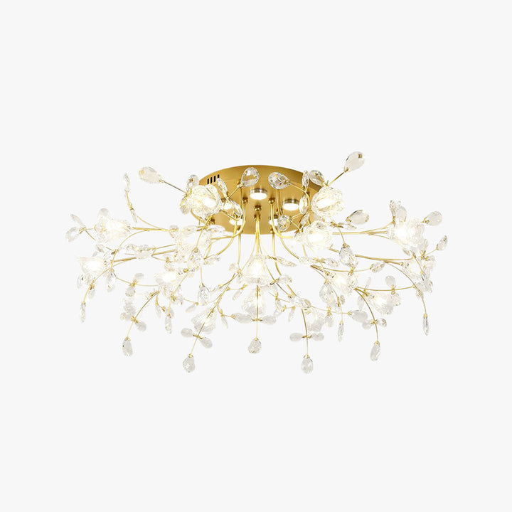 Lampa sufitowa Art Deco, kryształowa, kwiatowa. Oświetlenie LED idealne do wnętrz glamour.