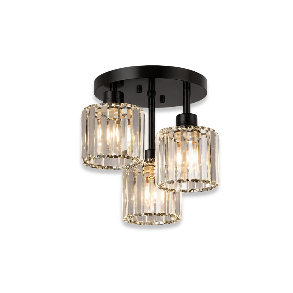 Lampa sufitowa glamour z kryształami, 3 punkty światła, idealna do salonu.