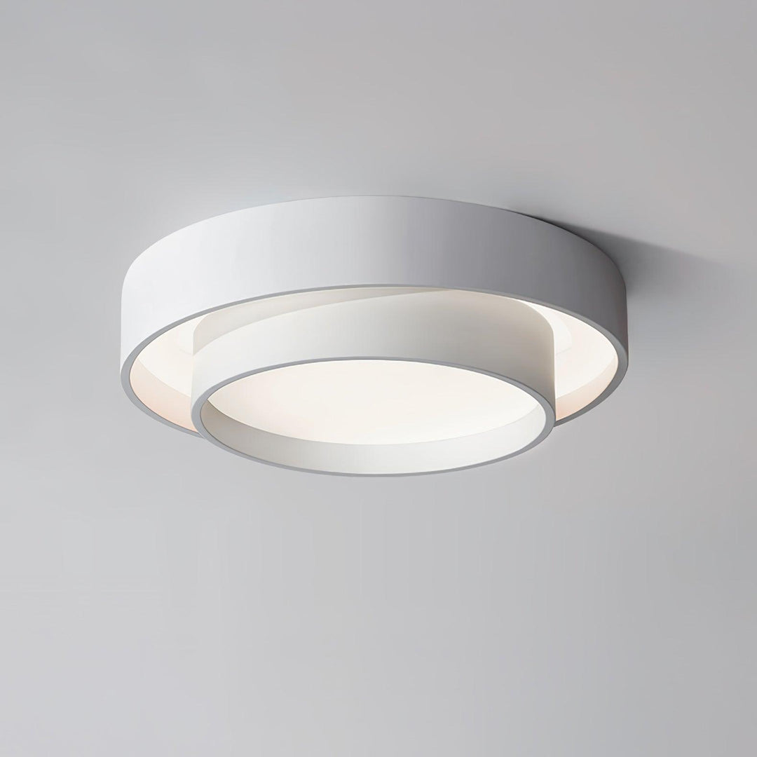 Nowoczesna lampa sufitowa LED z podwójnym pierścieniem, pilot, ściemniana, do sypialni.