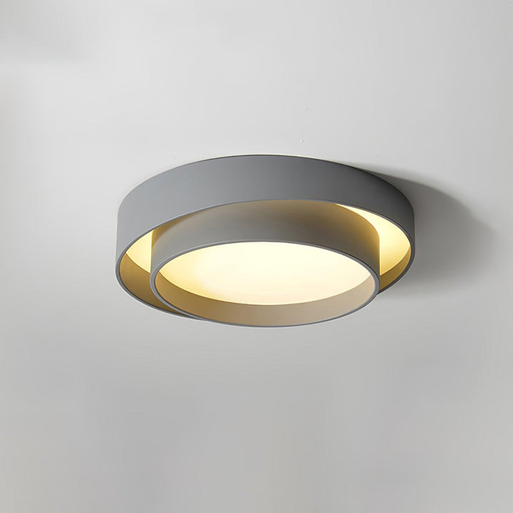 Elegancka lampa sufitowa LED, minimalistyczna, z pilotem i podwójnym pierścieniem.