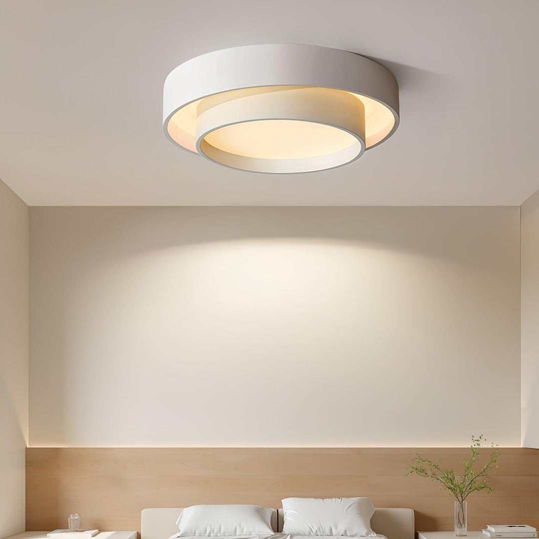 Nowoczesna ściemnialna lampa sufitowa LED, okrągła, z pilotem do sypialni.