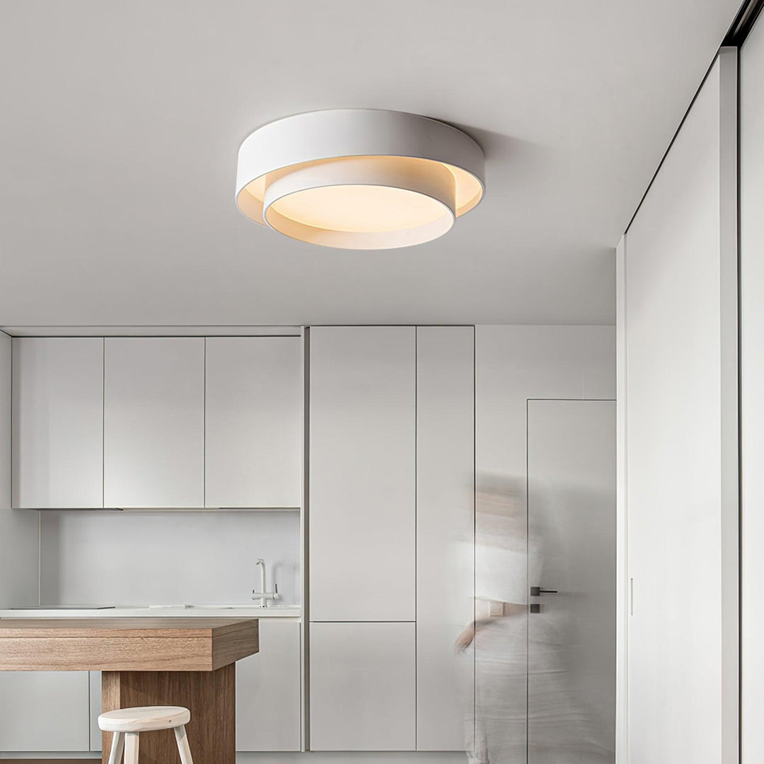 Okrągła lampa sufitowa LED minimalistyczna z funkcją ściemniania i pilotem.