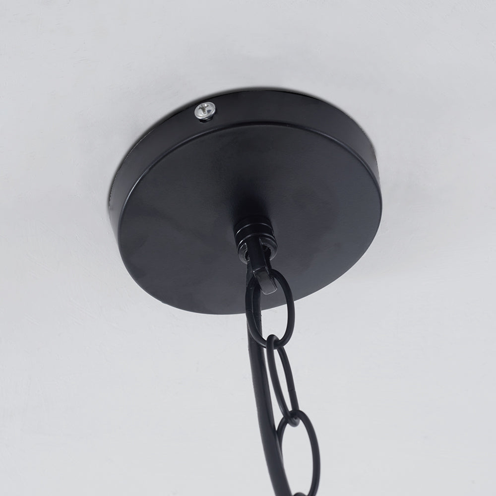 Czarna lampa wisząca z metalowym kloszem w stylu industrialnym, oświetlenie do kuchni, E27.