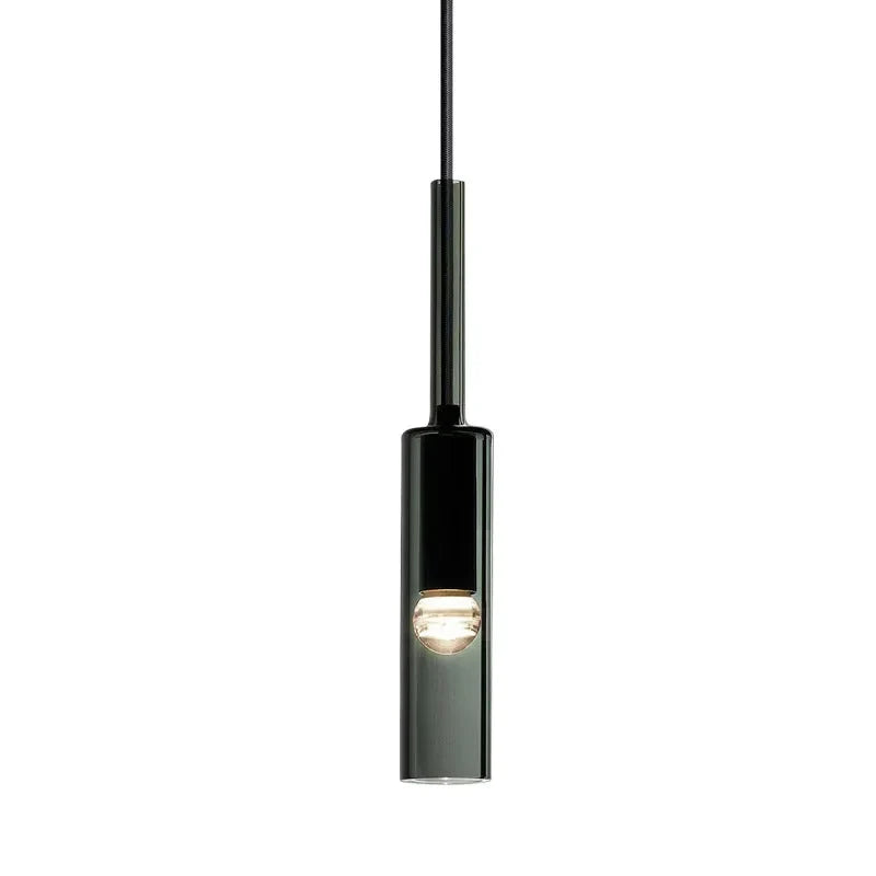 Szklana lampa wisząca cylindryczna, styl nowoczesny. Akcentujące oświetlenie do kuchni lub jadalni, E27.