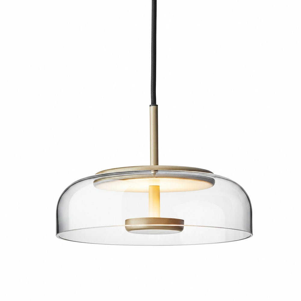 Lampa wisząca modernistyczna LED ze szklanym kloszem, idealna do salonu.