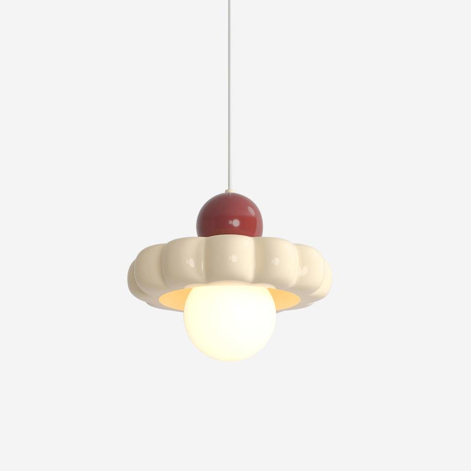 Lampa wisząca retro z kloszem chmura i kulistym dyfuzorem. Designerskie oświetlenie G9 do salonu lub jadalni.