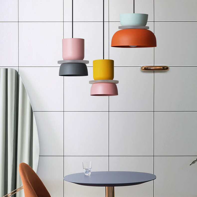 Pastelowa, designerska lampa wisząca Macarons E27. Skandynawska dekoracja do kuchni i jadalni.