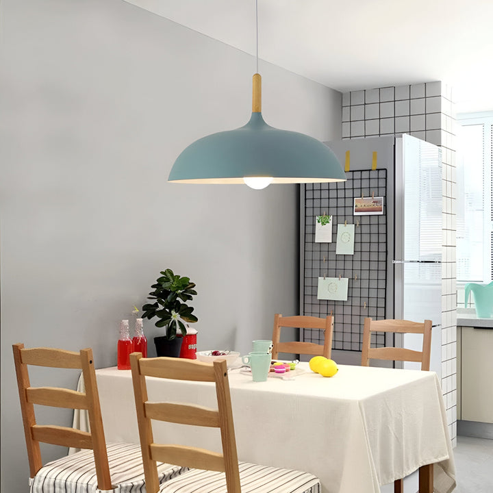 Stylowa lampa wisząca, żelazo i drewno. Nordycki design. Do salonu, kuchni.