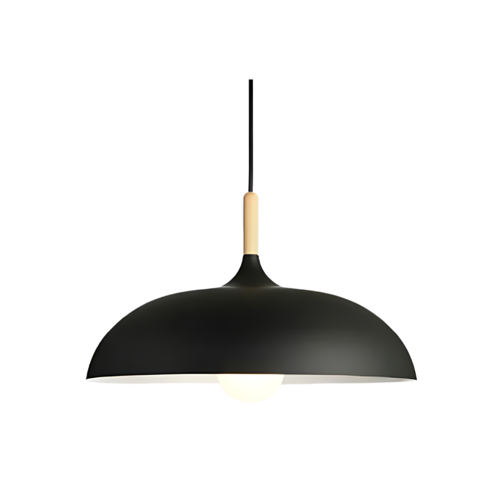 Elegancka lampa E27 z okrągłym kloszem, drewno. Idealna do kuchni, jadalni.