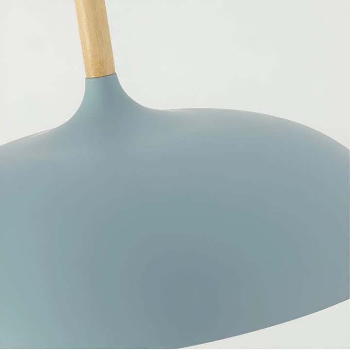 Okrągła lampa wisząca z drewnianym detalem. Minimalistyczny design. E27.