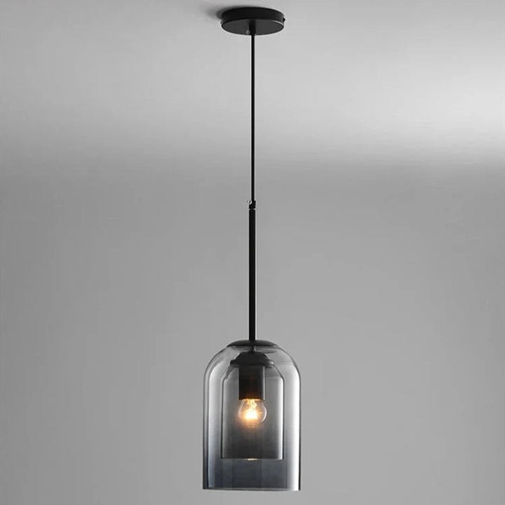Lampa wisząca nowoczesna z podwójnym kloszem szklanym, E27. Stylowe oświetlenie do jadalni.