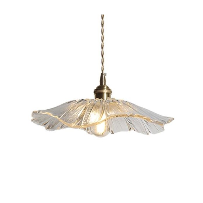 Elegancka lampa sufitowa, szklany klosz lotosu, nastrojowe oświetlenie do nowoczesnych przestrzeni.